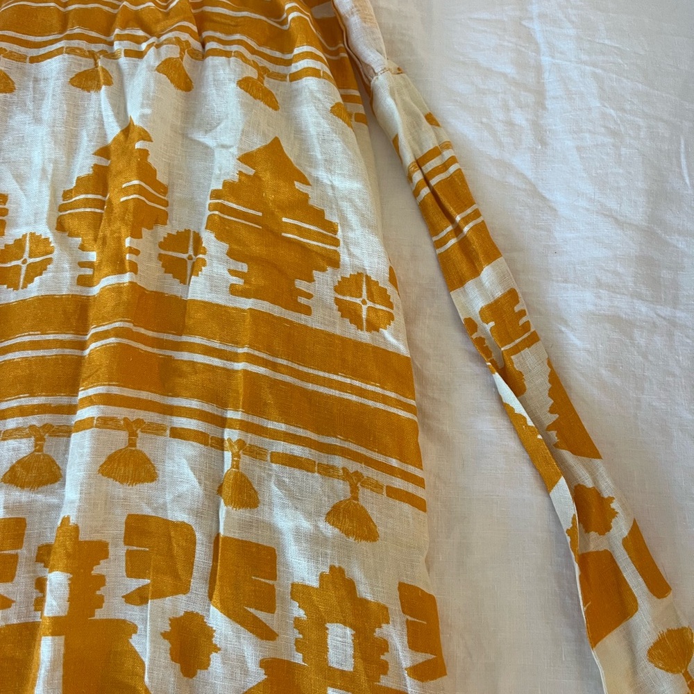 Johanna Ortiz Facundo printed linen maxi halter dress in a yellow/orange - Picture 5 of 8